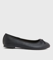 New Look Extra Wide Fit Black Bow Ballet Pumps